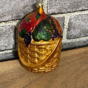Rare Longaberger Basket of Good Wishes Fruit Design Holiday Ornament